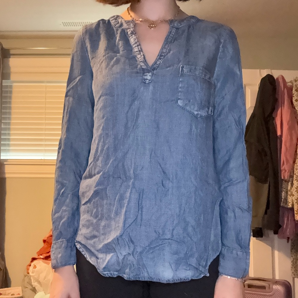 Le Château Light Blue Denim Shirt size xxs